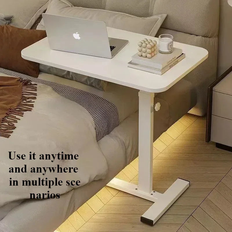 Stainless Steel Small Edge Table Bedside Table Household Mobile Desk Bedroom with Wheels Easy Lifting Learning Desk Workbench