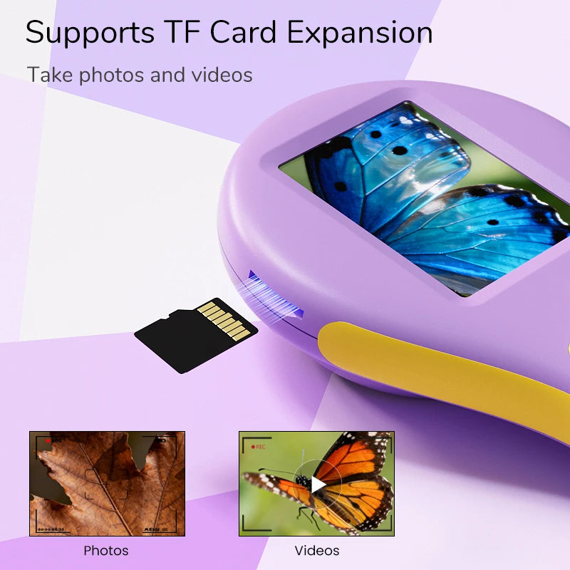 Digital Magnifier 2.0'' IPS Screen 2.0MP Purple Handheld Video Microscope Camera 50X Magnification 8LEDs With Magnifying Glass