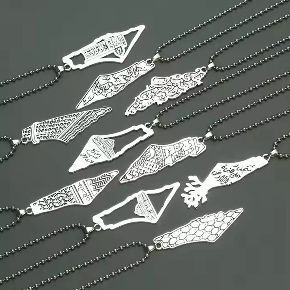 Palestine Country Map Flag Pendant Necklace for Men Women Stainless Steel Necklaces Jewelry Gifts