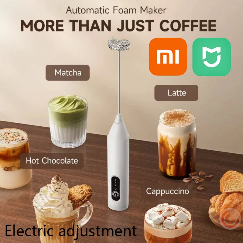 Xiaomi Cordless Electric Milk Frother Hand Mixer Whisk, USB 3 Speeds Handheld Milk Foamer for Coffee Cappuccino Mini Blender