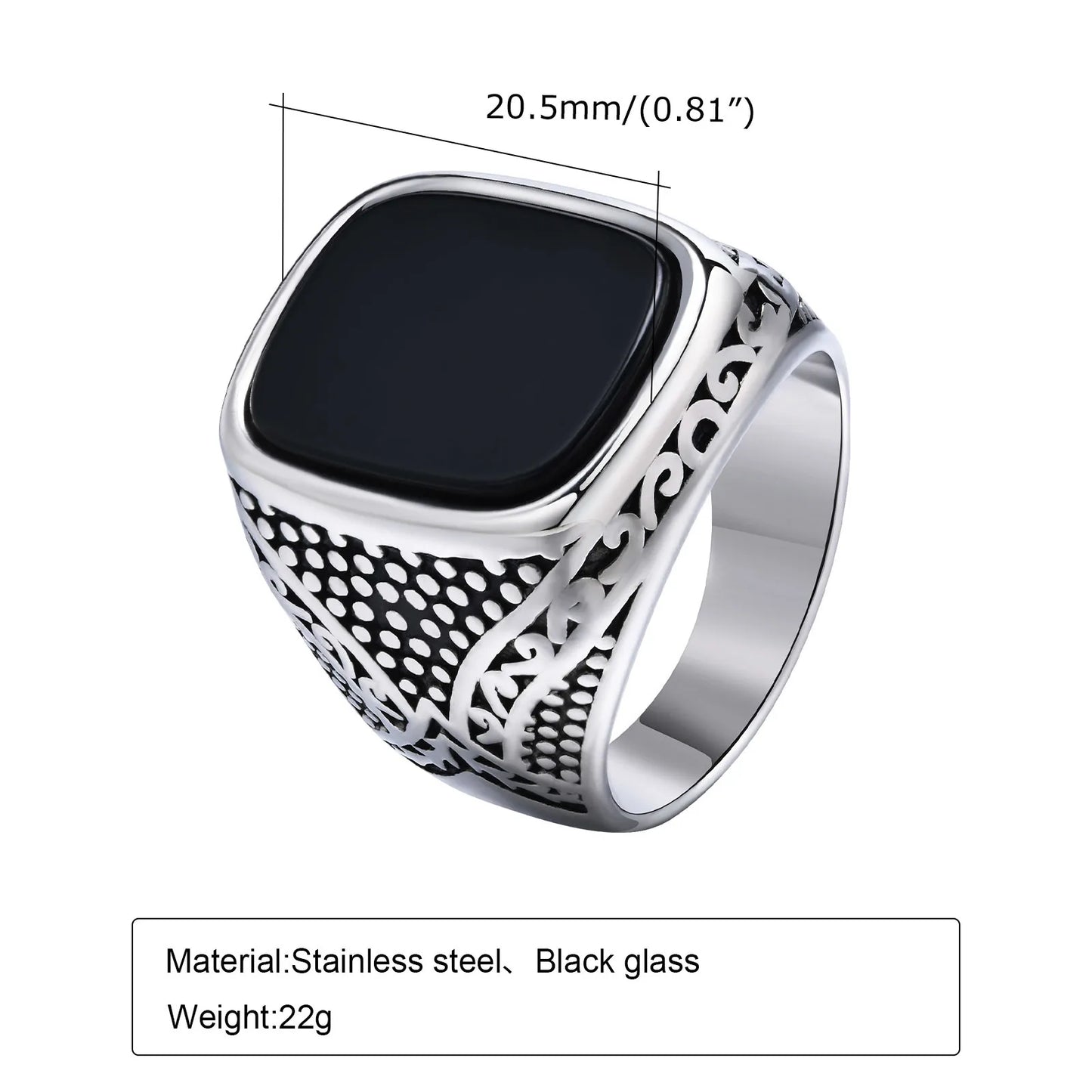 Vnox Stylish Square Natural Stone Signet Rings for Men, Stainless Steel Metal Finger Ring Party Gift Jewelry