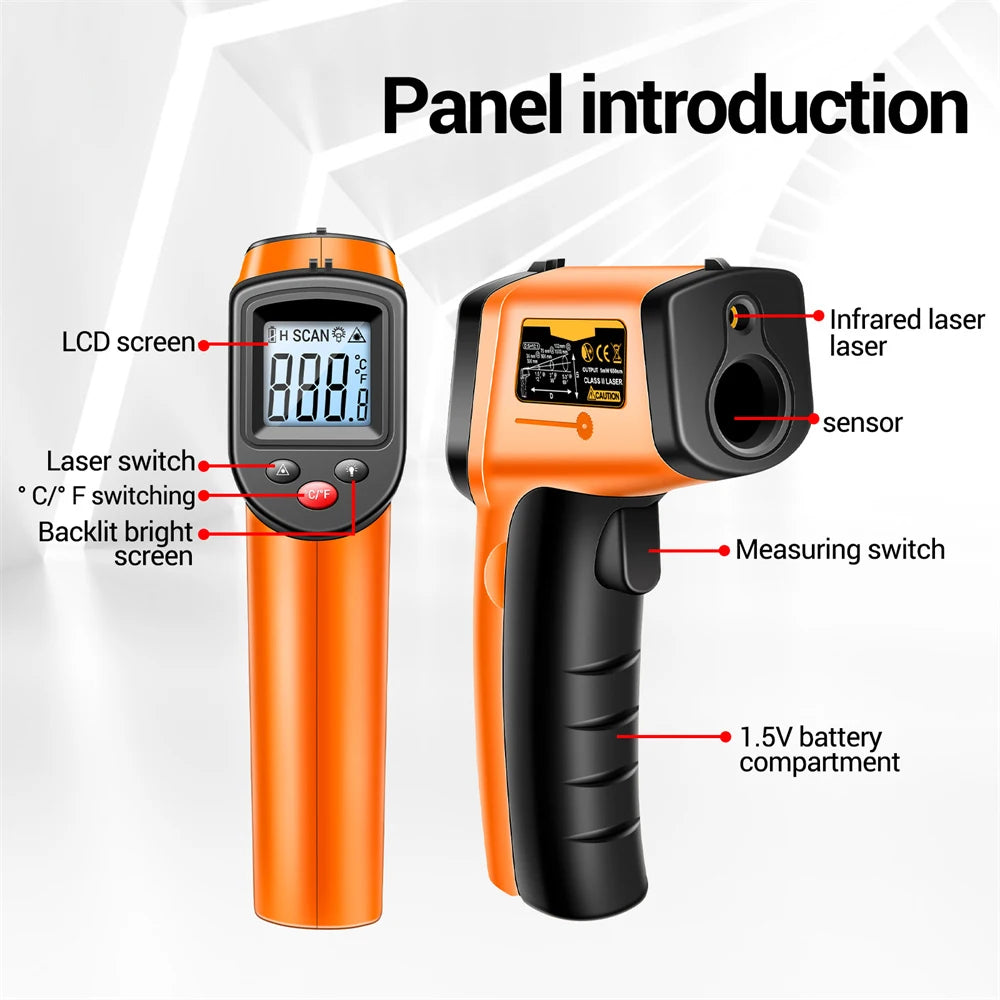 Digital Infrared Thermometer Non-contact Thermometer Industrial Precision Laser Temperature Meter Pyrometer Instrument Tool