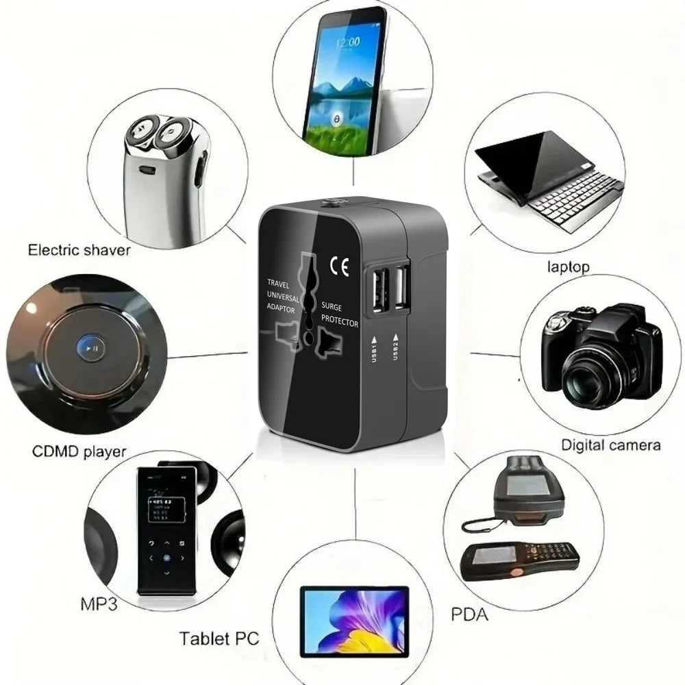 Global Conversion Plug Travel Conversion Socket Dual USB Port EU UK US AU AC Power Charger Universal Adapter Outlet Converter