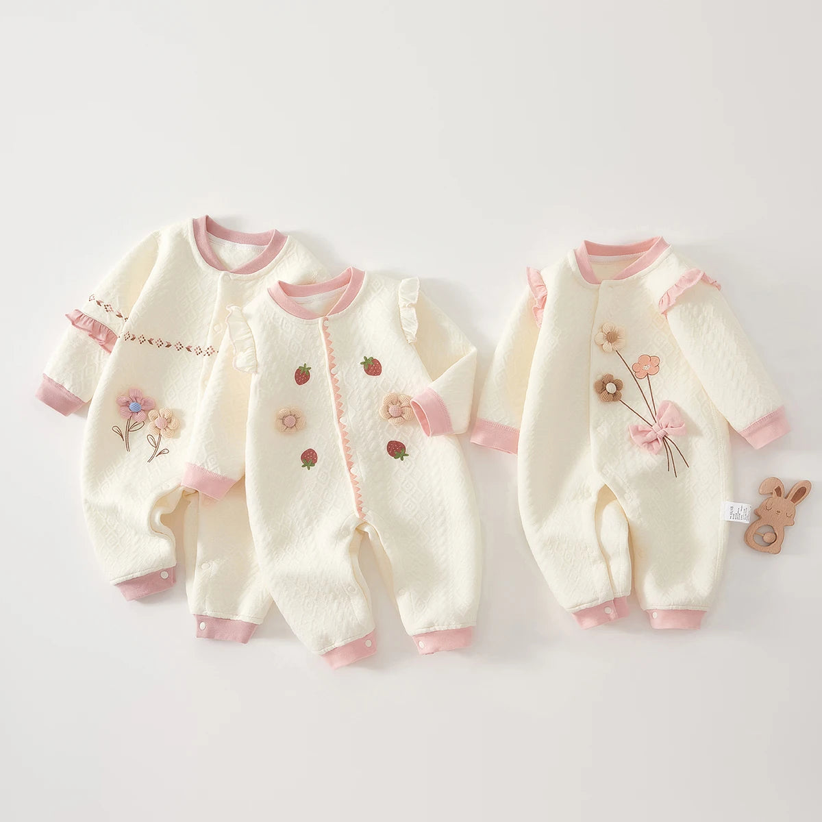 Baby Clothes for Autumn, Class A, Baby Girl Full-Month Outfit, One-Piece Suit, Baby Silk-Lined Warm Newborn Romper