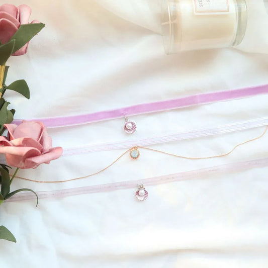 Lace Velvet Sexy Shell Pendant Necklace for Women Neck Clavicle Pink Bow Star Pearl Chokers Lady Jewelry Accessories Girl Gift
