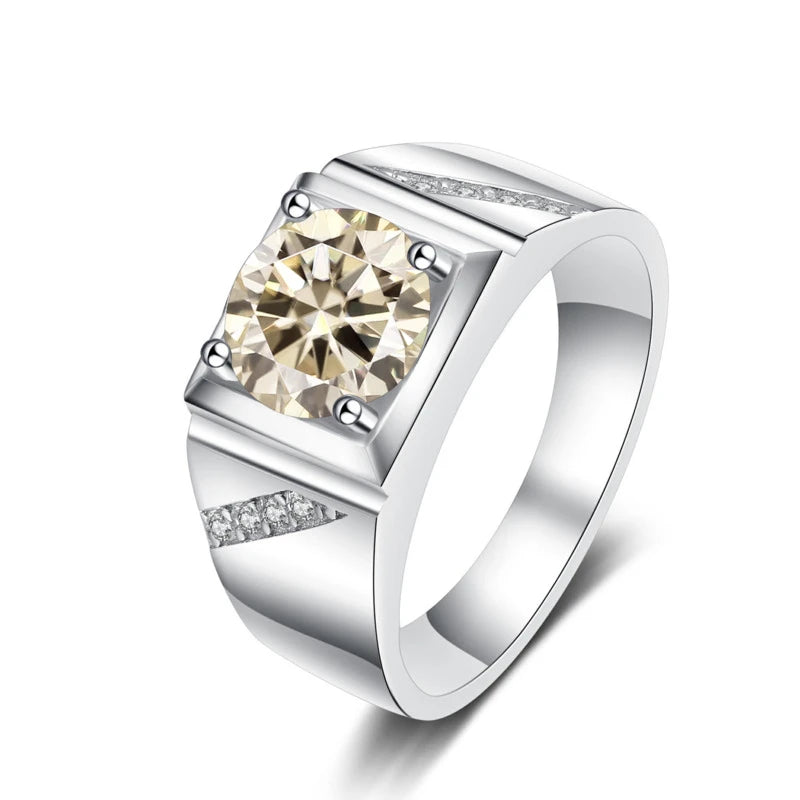 JoyceJelly Pure Silver 925 Jewelry For Men Luxury 1 Carat D Color Moissanite Ring S925 Simple Wedding Rings Platinum Plating