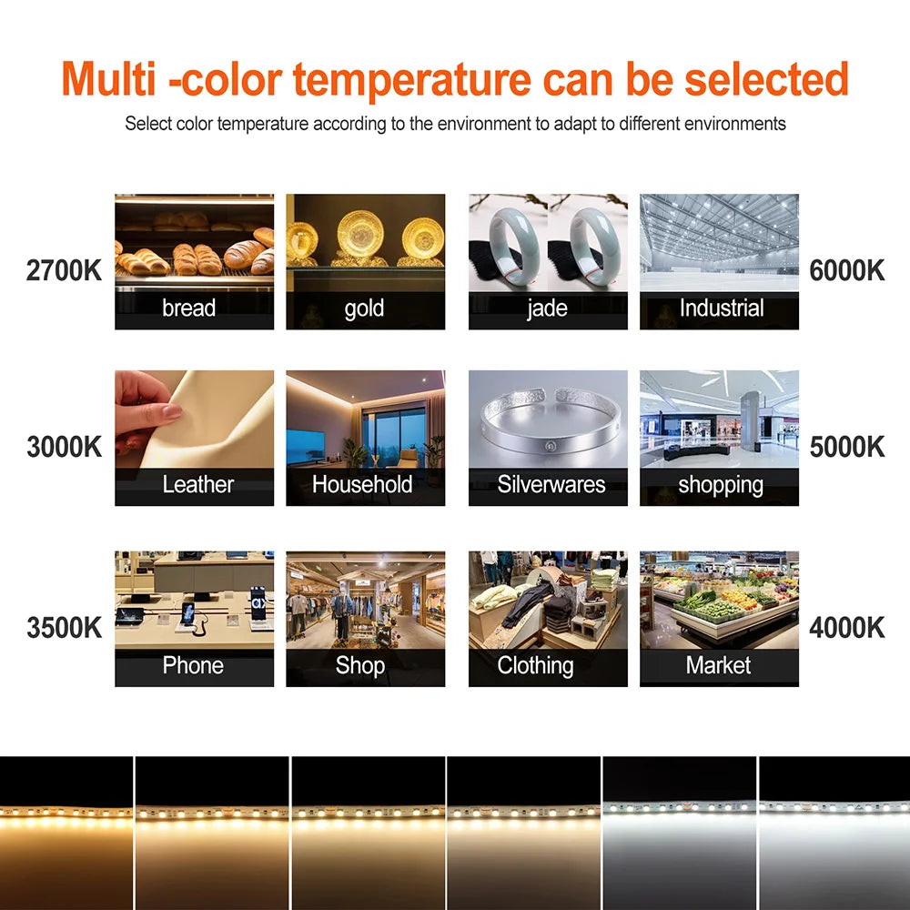 LED Strip Light RA98 5mm 8mm PCB 5m 10m 24V 2835 120 240 LEDs Flexible Adhesive Tape 2700K 3000K 3500K 4000K 5000K 6000K Decor