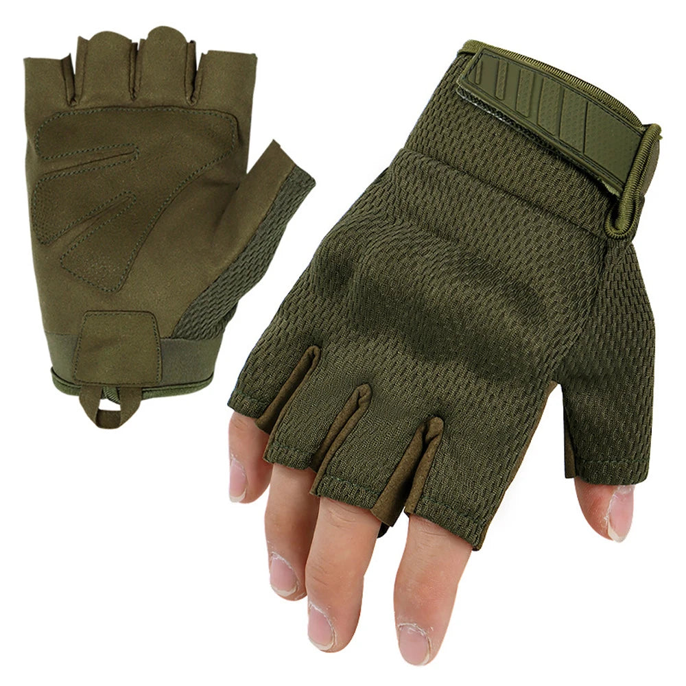 Men's Tactical Touch Screen Half Finger Gloves Compatible Combat Shooting Hunting Outdoor Sports Work Mittens Gloves