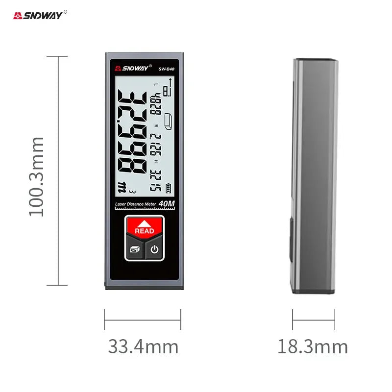 Mini Metal Laser Distance Meter Rechargeable Rangefinder High Accuracy 40M 50M 60M Measuring Tape Construction Measuring Tool