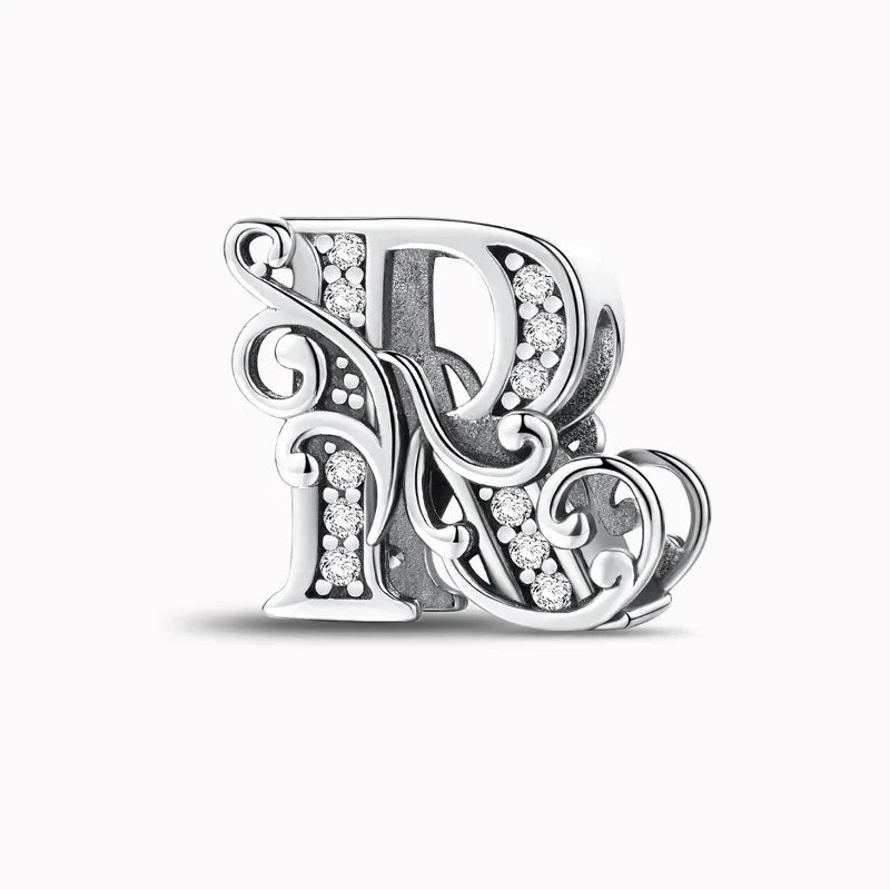 925 Sterling Silver English Letter Charms Beads Fit Original Pan DIY Bracelets Making Gift Of High Quality Fine Jewelry