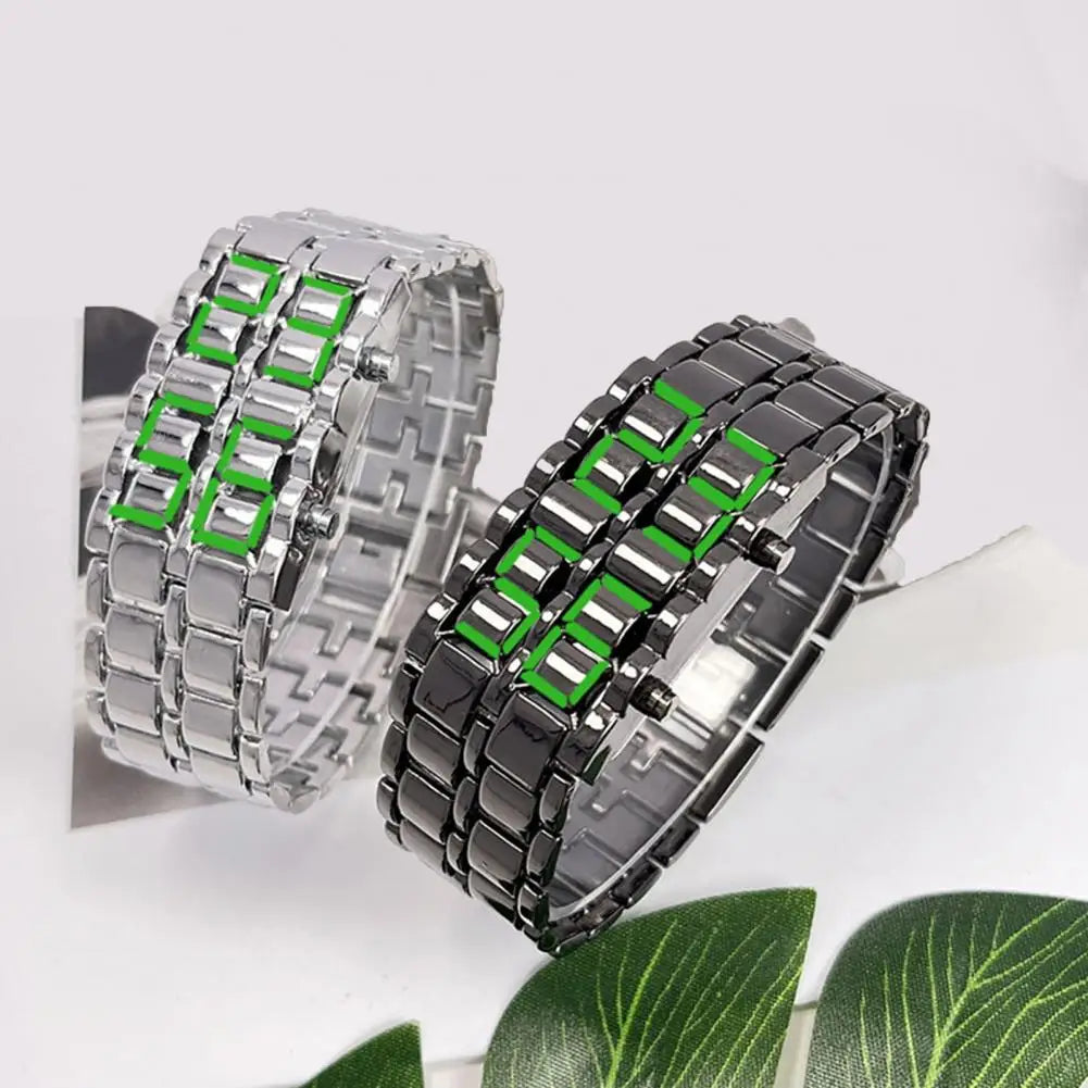 Men Digital Watch Large Screen Electroplated Men Watch Male Binary Steel Band Electronic Sport Watch Relogios Masculino