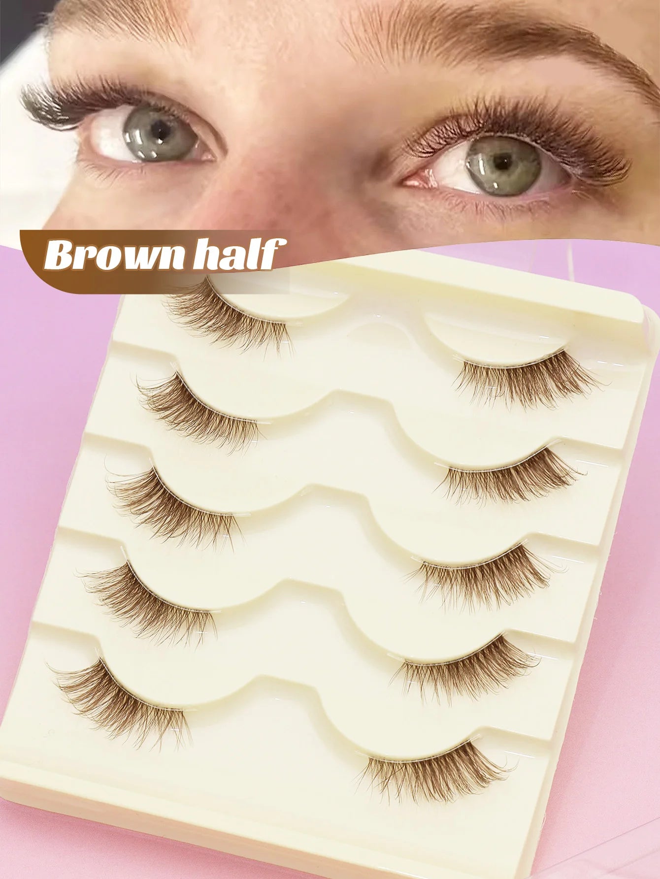 5/7/10 Pairs brown DIY Lashes Natural Clear Eyelash Volume Natural Eyelashes Soft Cross Cat Lashes Extended Outer Corner Eyelash