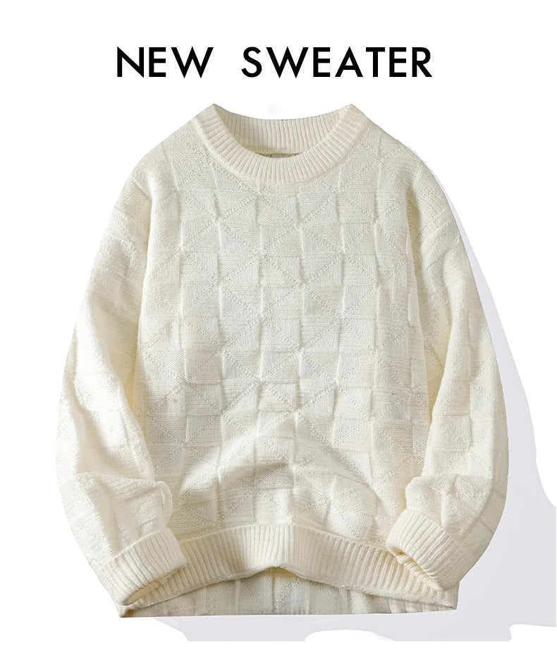 Windproof New Winter Tracksuit Sweatshirt Knit Long Sleeve Sweater Top Loose Shirt Coat Men Crew Neck Pullover Casual Streetwear