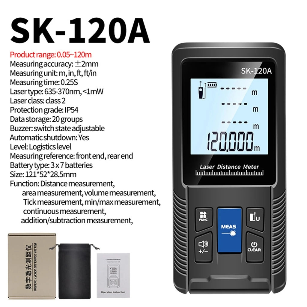 1PC Portable Handheld Lasers Measure Tape Tool Digital Display Distance Meter Intelligent Rangefinder 40m 50m 70m 100m 120m