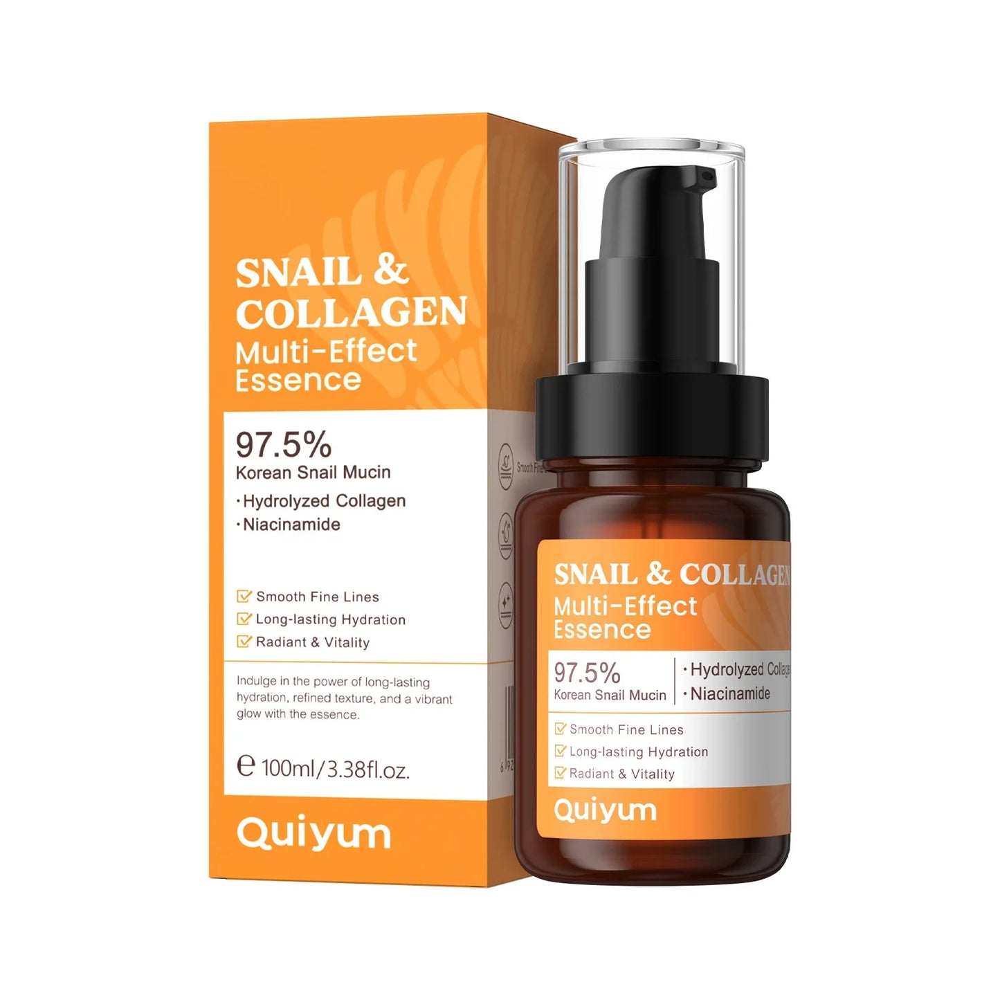 Quiyum 3 Step Set 97.5% Snail Mucin Collagen Hydrating Glowing Skin Korean Skincare