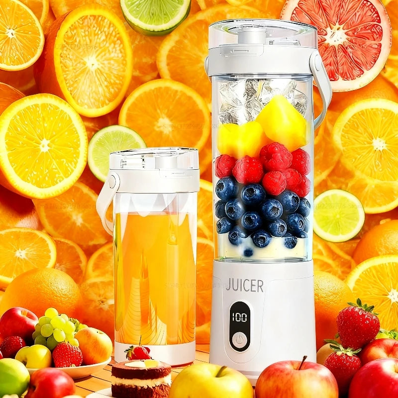 12Blades Portable Blender 2Cups for Travel Portable Electric Juicer Mixer Usb Charge Fresh Fruit Juice Personal Blender Smoothie