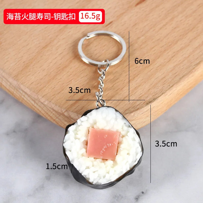 Stall wholesale key chain Japanese fake salmon sushi roll simulation food key chain pendant creative gift food play model K4920