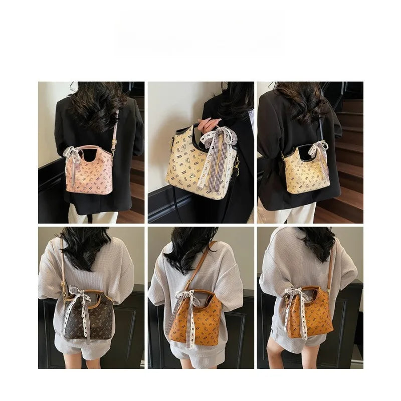 Popular bags for women, new fashionable French printed armpit tote bag, minimalist handbag, diagonal cross bag