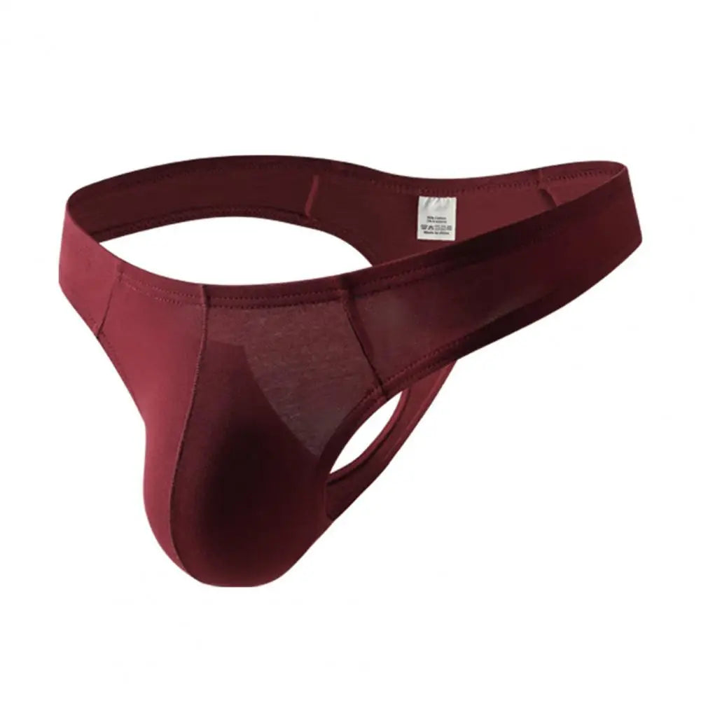 Summer Men Thong, Low-Waisted T-Shaped Cut Briefs, U Convex Supportive Pouch Panties, Elastic Lightweight Underwear