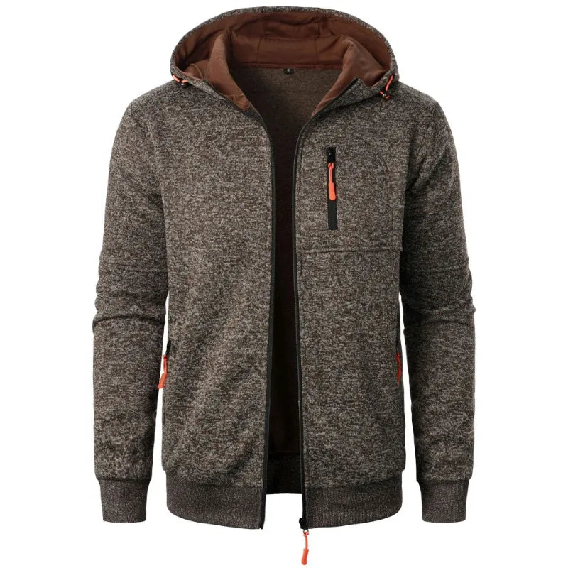 New Streetwear Men's Long Sleeve Sweatshirts for Men Zipper Hooded Oversize Winter Warm Jacket Coat Outdoor Tracksuit Men