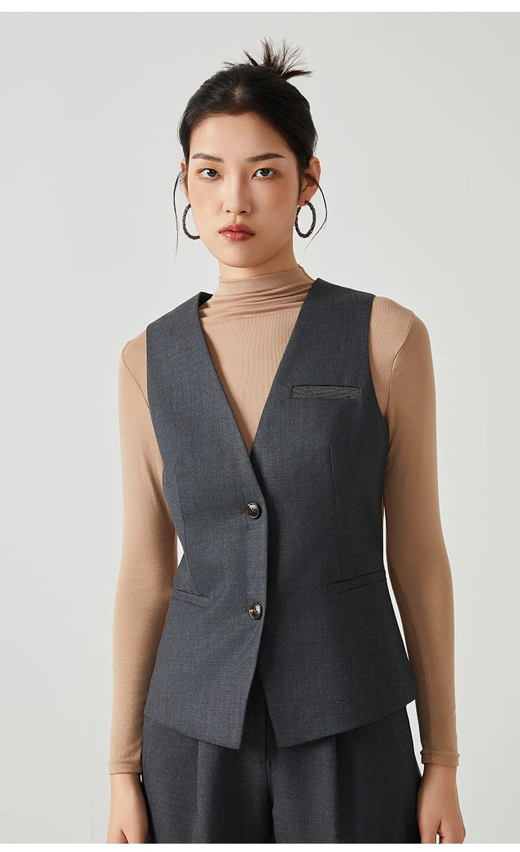 K2548W Luxury women's autumn suits vest wool office business wear formal Laidies woolen clothes