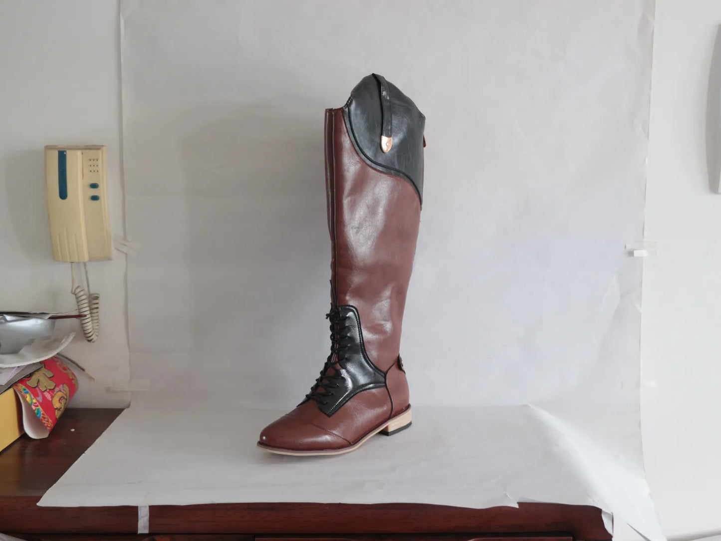Equestrian Boots Genuine Leather Professional Horse Riding Sports Training High Top Knight Boots Wear-Resistant Competition