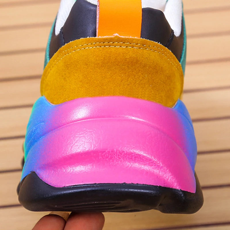 Fashion Women Sneakers Running Footwear Feminino Colorful Casual Comfort Lace Up Running Shoes Outdoor platform Women Tenis shoe
