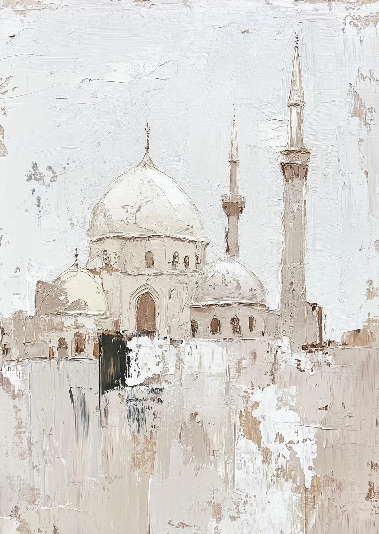 Muslim Mosque Islamic Architecture Archway Poster Minimalist Neutral Beige Canvas Printing Wall Art Picture for Room Home Decor