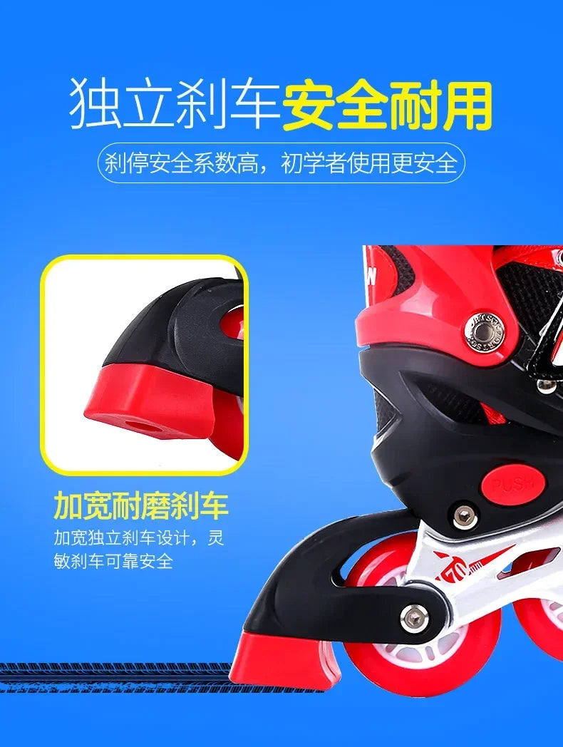 2025 Skating shoes, children's flash straight row roller skating shoes, roller skating shoes, adjustable for both men and women
