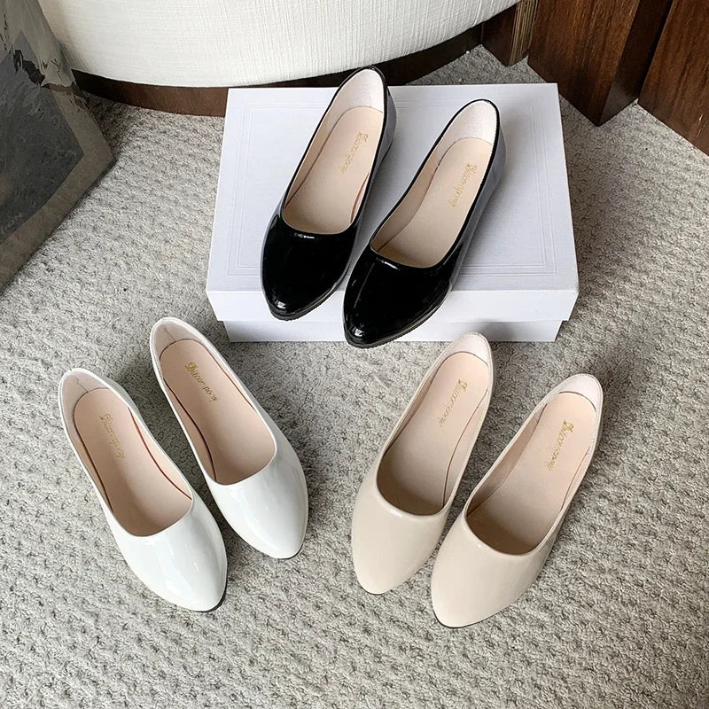 Ladies Formal Flat Shoes Spring Autumn Non-slip Women Black Causal Loafers Uniform Shoes Versatile Women's Ballet Leather Shoes