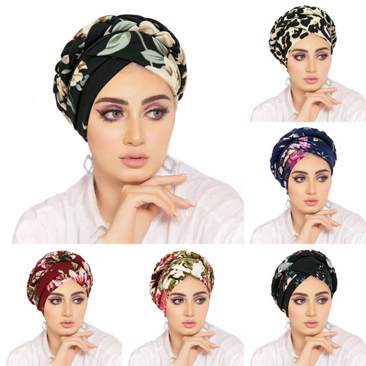 New Head Scarf for Muslim Women Trendy Print Turban Bonnet Hijab Caps Inner Hijabs Femme Musulman Arab Wrap Turbantes