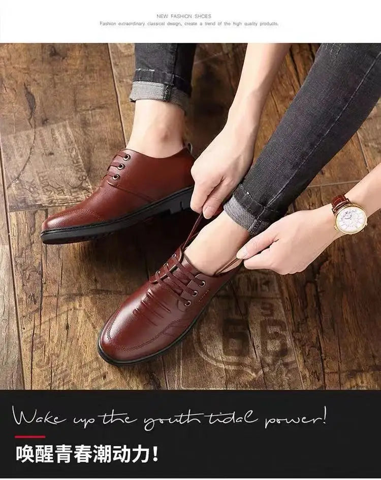 Leather Shoes Men's New Business Formal Shoes for Men Autumn Breathable Men's British Korean Pointed Toe Wedding Groomsmen Shoes