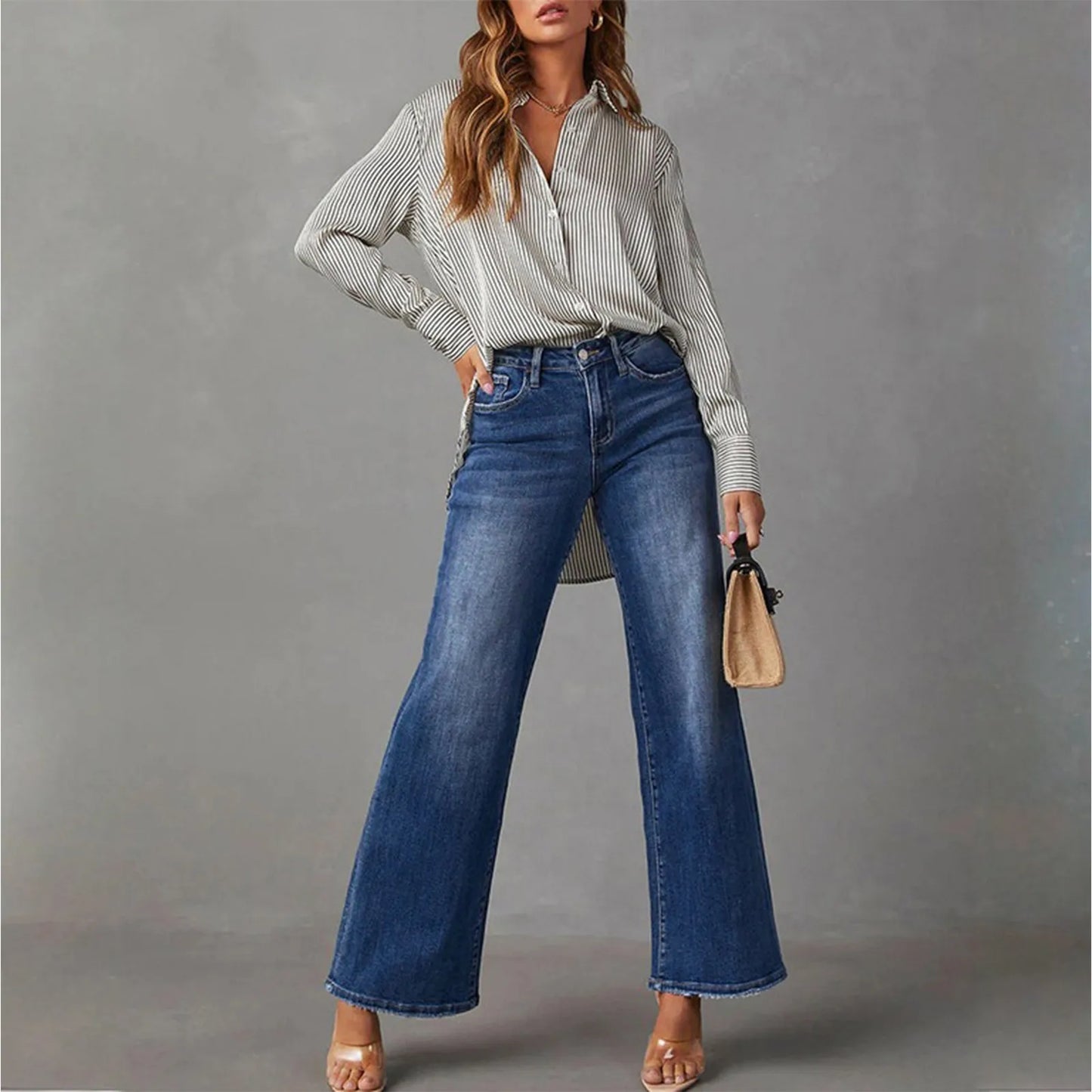 Palazzo Pants For Women Dressy Bell Bottom Jeans Straight Leg Pants For Women Work Pants For Women Office Womens Baggy Jeans
