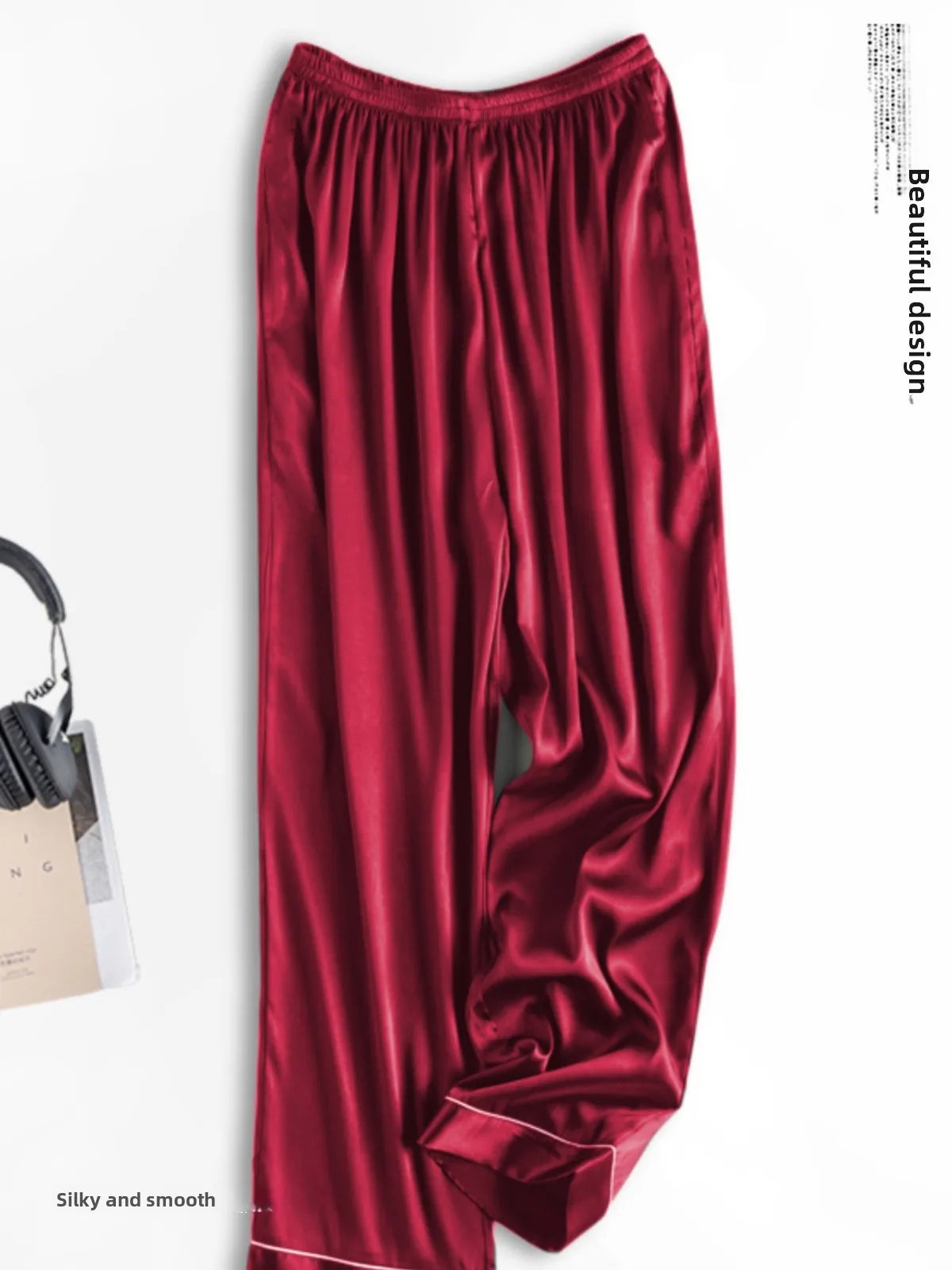 Ice Silk Sleep Pants Long Loose Fit Home Clothes for Men And Women plus Size Simulated Silk Single Piece Couple Home Pants