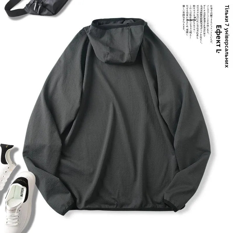 Unisex Outdoor Mountain Series Loose Fit Hoodie Thin Bubble Hooded Sweatshirt Breathable Long Sleeve T-Shirt for Teens