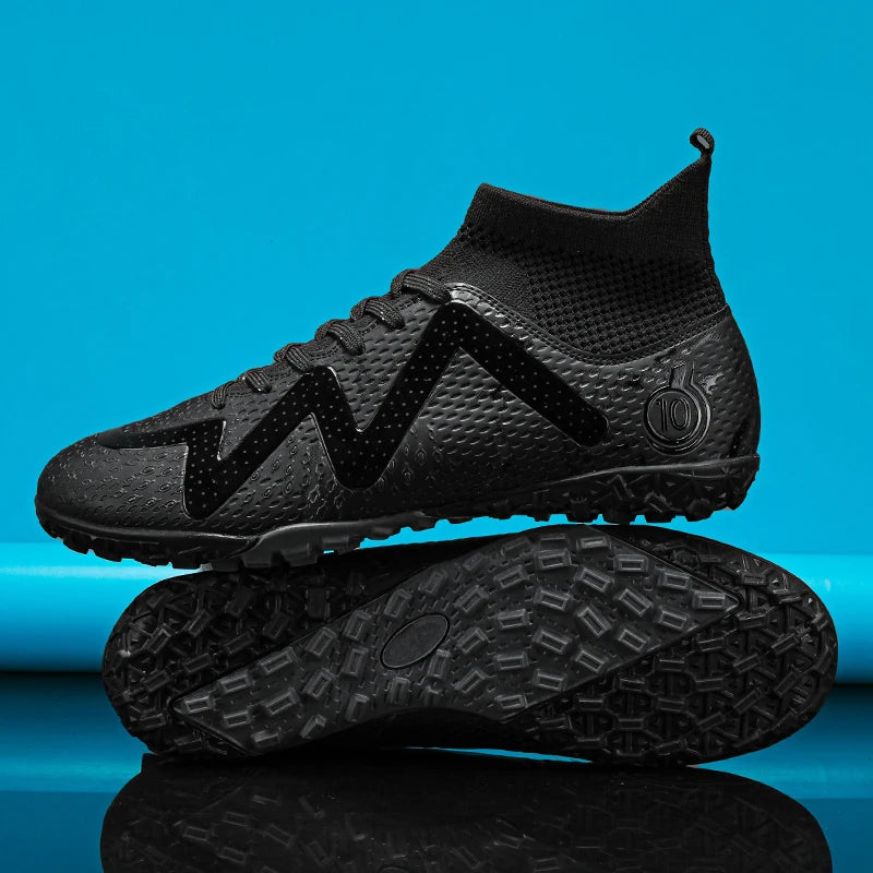 Adult Professional FG/TF Soccer Shoes Non-Slip Long Spike Football Boots Young Kids High Ankle Cleats Grass Soccer Sneakers ﻿