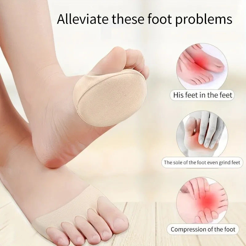 Women Five Toes Forefoot Pads High Heels Half Honeycomb Breathable Insoles Summer Thin Ice Silk Invisible Feet Care Socks Insert