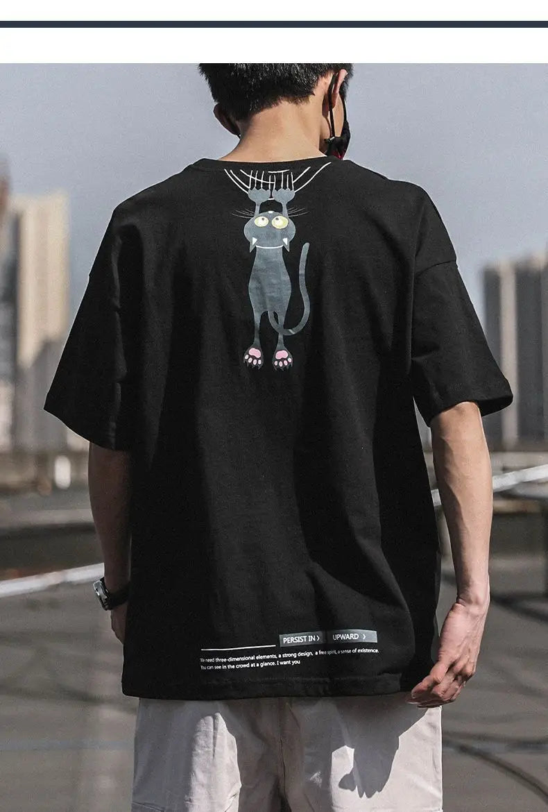 Pure Cotton New Printed T-shirt for Men Short-sleeved Trendy Brand Trendy Half-sleeved Loose Couple T-shirt Original Retro