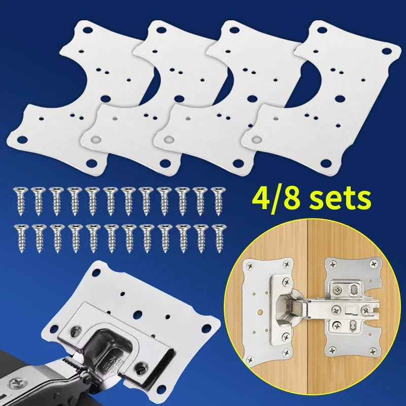 4/8pcs hinge repair parts fixing plate with screws, repair plate, installation gasket, used for cabinet and wardrobe doors