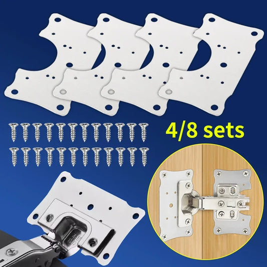 4/8pcs hinge repair parts fixing plate with screws, repair plate, installation gasket, used for cabinet and wardrobe doors