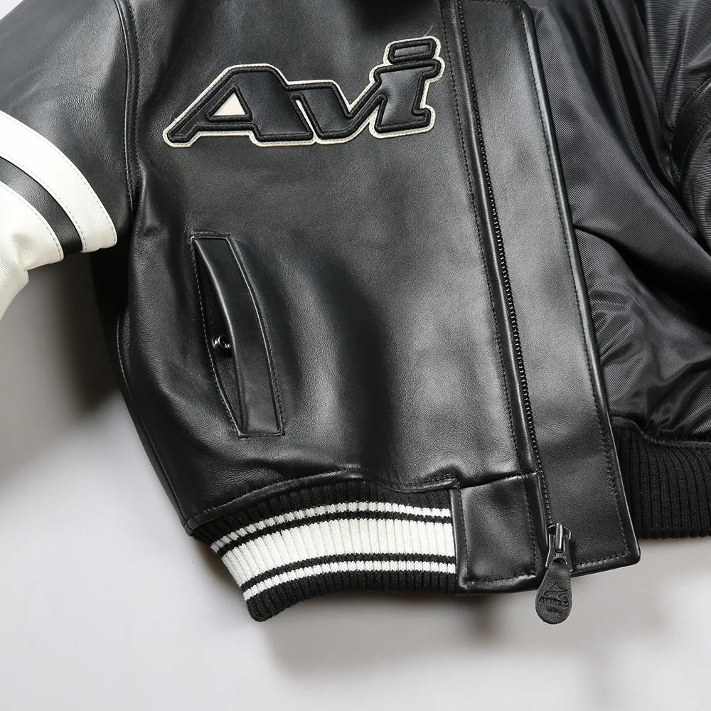 Avirex Spring 2024 New Listing Bomber Flight Suit Jacket 100% European Antique Sheepskin Classic Women's Pink Leather coat tops