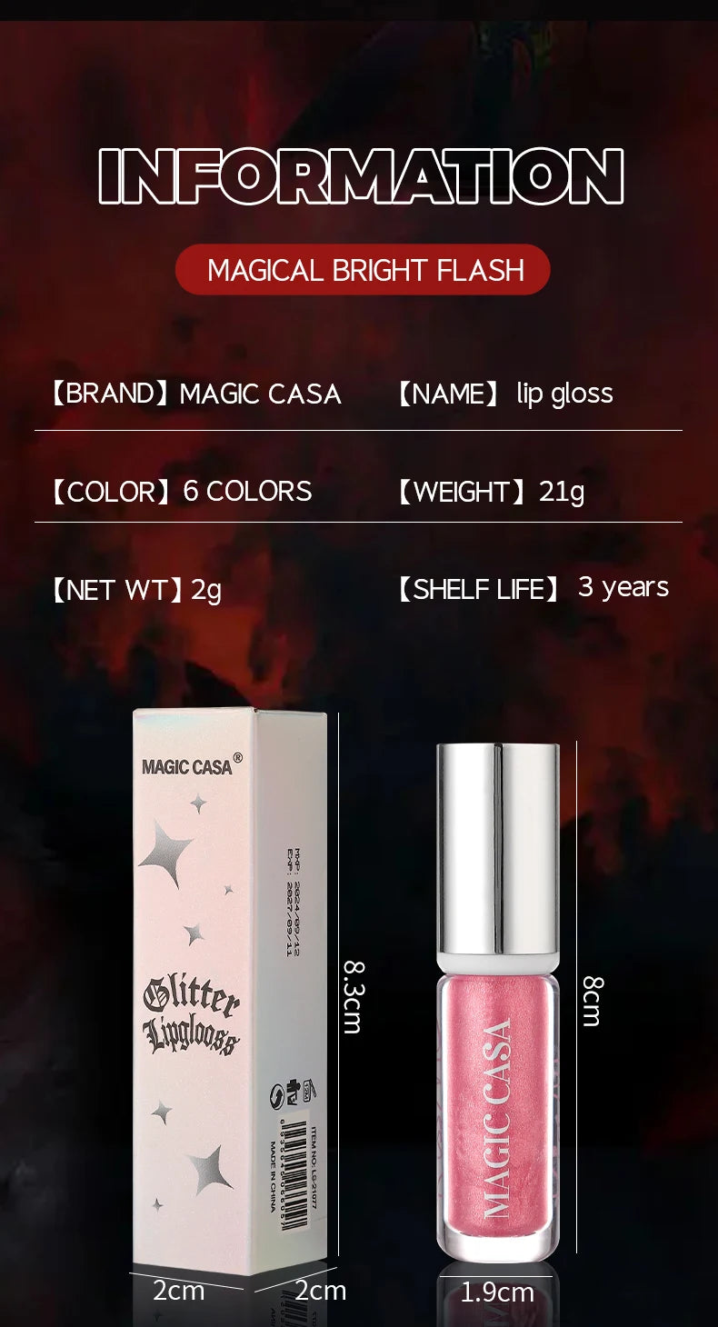 Diamond Pearlescent Vampire Lip Gloss Long Lasting Moisturizing Waterproof Non Fade Halloween Makeup Shimmer Lipstick