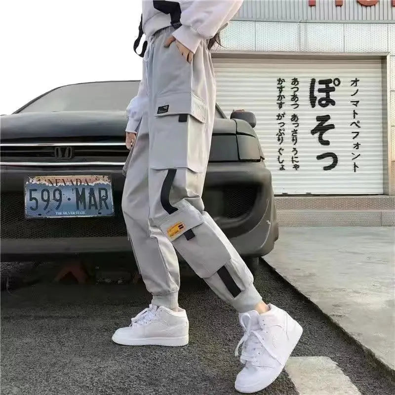 Women's Joggers Casual Sports Girls Fashion Hip-hop Streetwear Pants Fashion Cargo Pants Female Dance Sweatpants Trousers Black