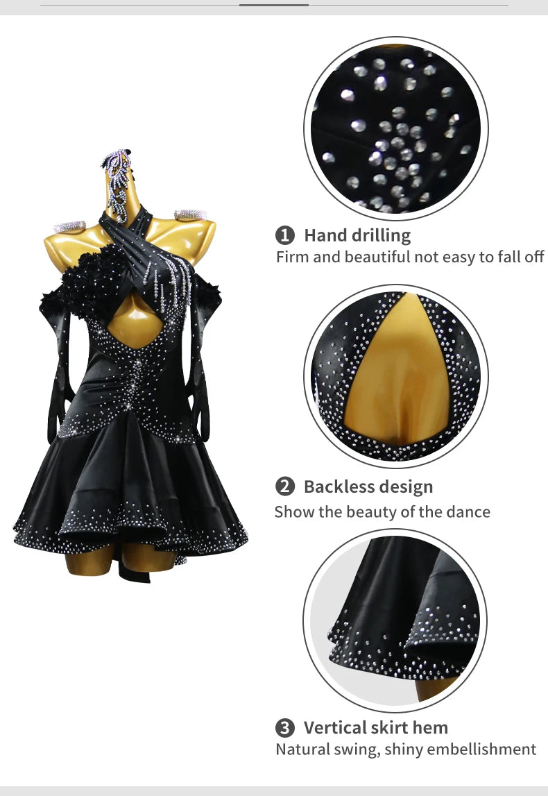 Dance Dress For Woman New Girls Latin Competition Costume Womens Suit Adult Stage Outfit Party Ladies Dancewear Ballroom Clothes