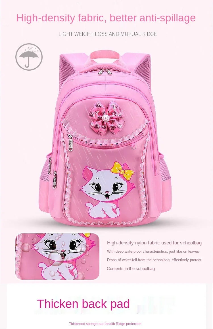 Kids Cat Backpack Set with Lunch Bag Pencil Case Cute School Bag for Girls Boys Waterproof Primary Student Bookbag