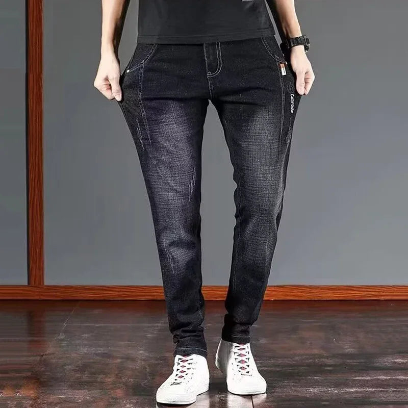 Spring Autumn Men Daily Versatile Denim Pants Male Wear-resistant Retro Wash Denim Trousers New High Quality Brand Casual Jeans