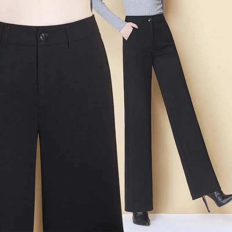 New Wool Wide-leg Women's High Waist Thickened Loose Casual Long Straight Suit Pants