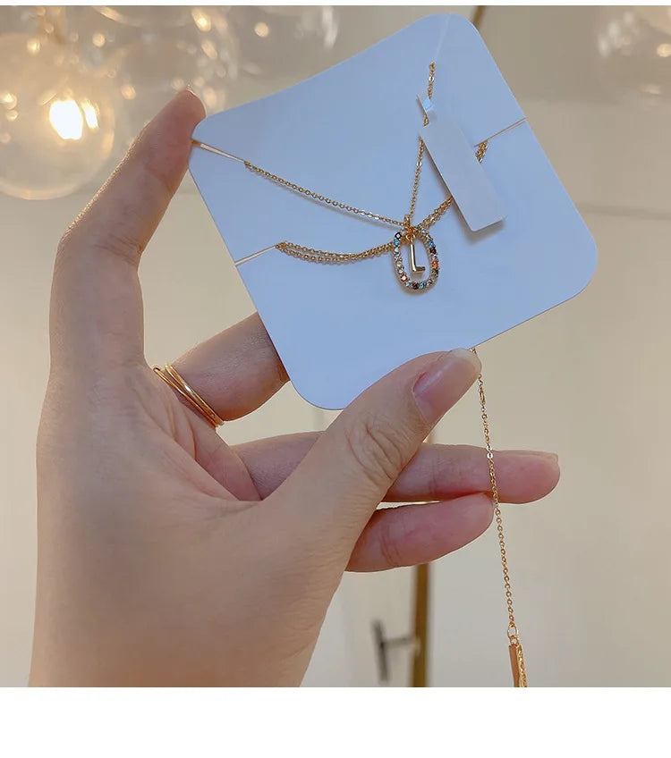 925 Sterling Silver Gold Letters A - Z Initial M S C K Alphabet Pendente Long Chain Necklace Say My Name Fine Jewelry