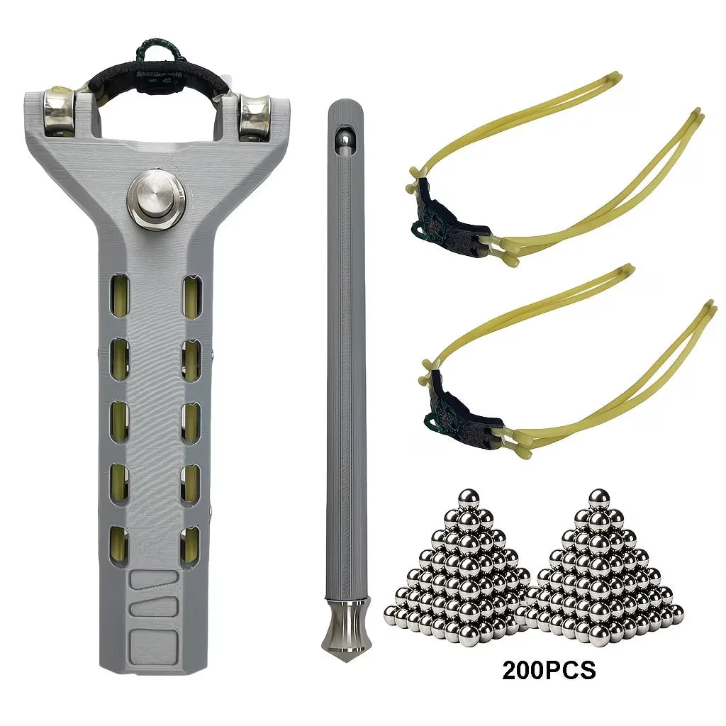 Slingshot with Auto Magazine Portable Outdoor Hunting Catapult with Replacement Bands Balls, Precision Shooting Sport Tool