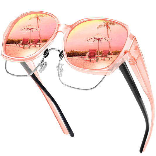 Polarized Sunglasses Fit Over Glasses for Women, UV400 Protection Square Shades Extra Large Sun Glasses
